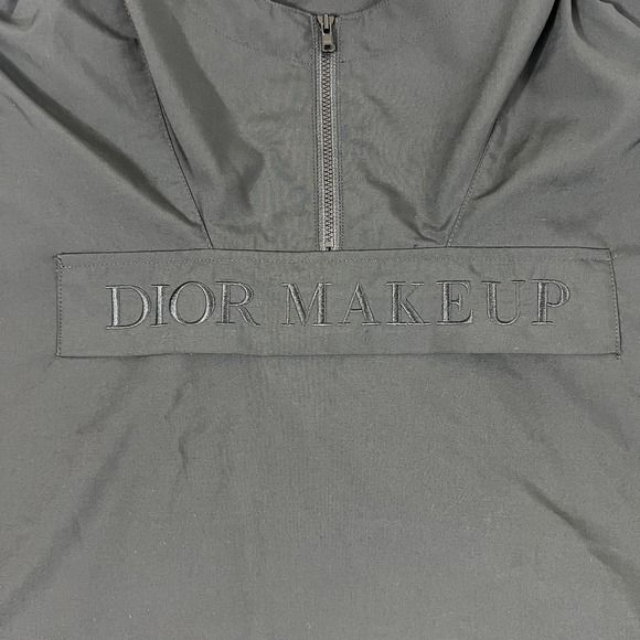 Dior Makeup Jacket Mens Large Black Hooded Half Zip Pullover Windbreaker Anorak - Picture 2 of 13